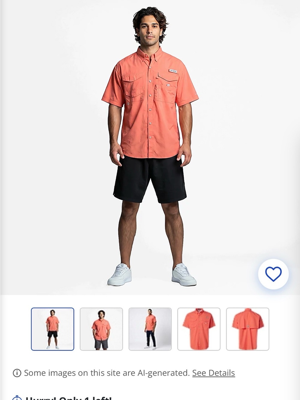 Columbia Men's Short Sleeve Button Down Shirt Coral/Salmon fishing shirt medium